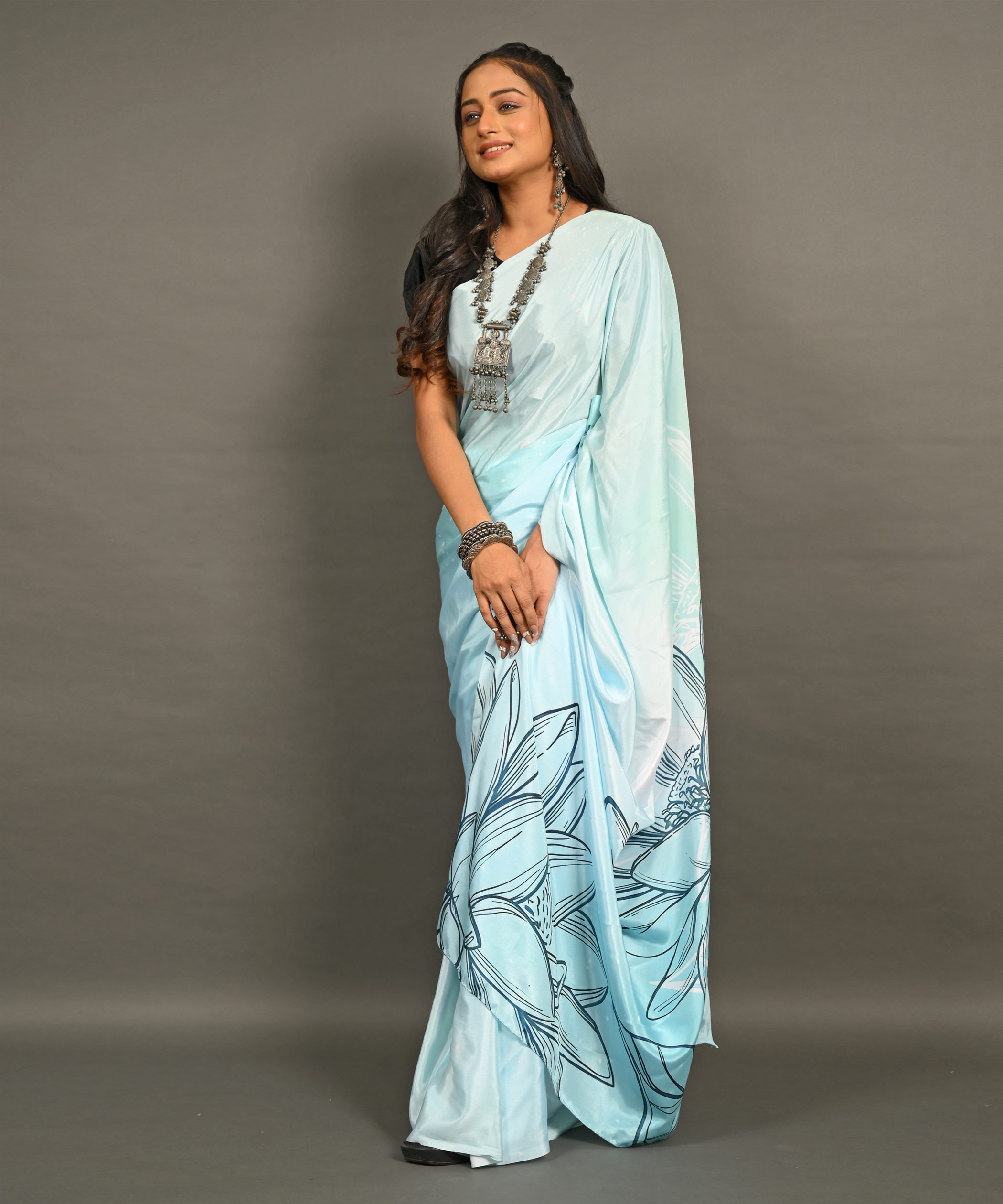 Pre-Draped Ready To Wear Designer Saree With Pocket