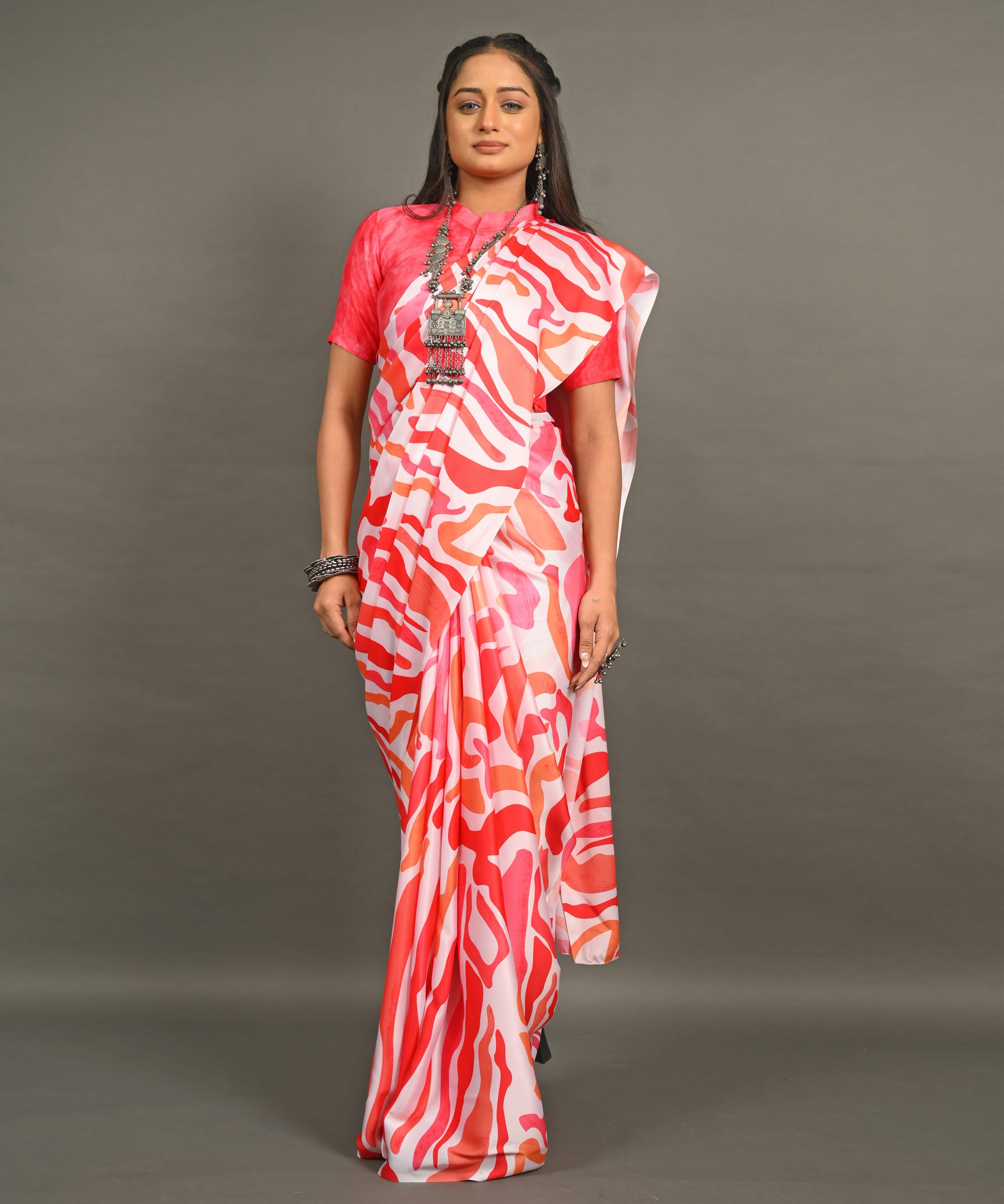 Pre-Draped Ready To Wear Designer Saree With Pocket
