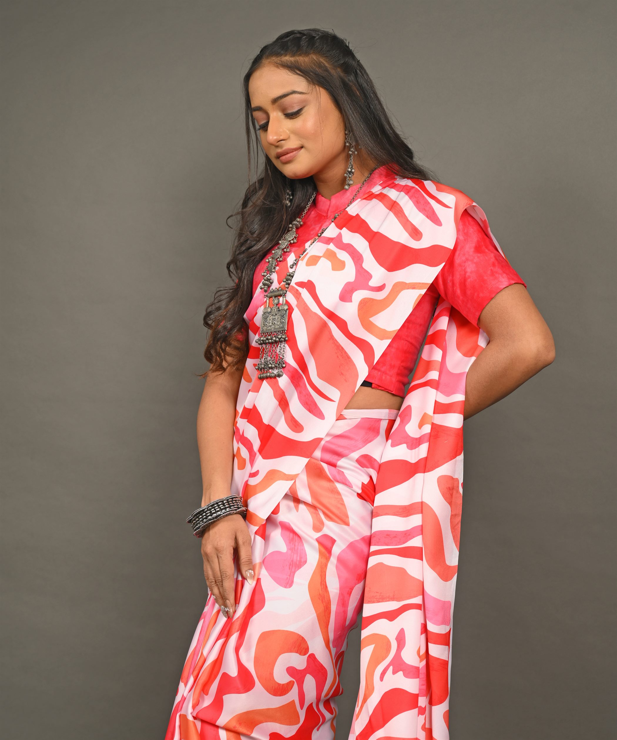 Pre-Draped Ready To Wear Designer Saree With Pocket