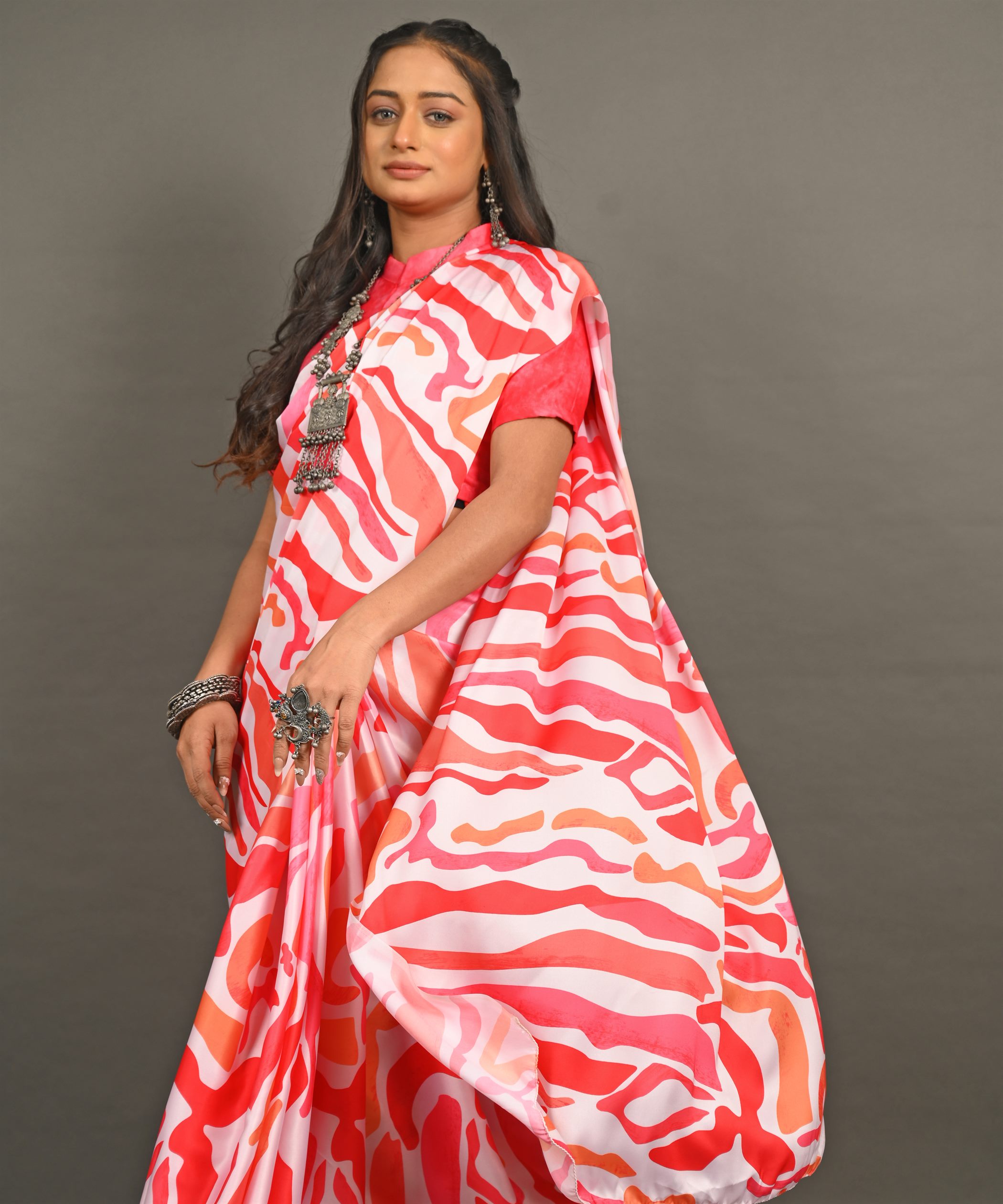 Pre-Draped Ready To Wear Designer Saree With Pocket
