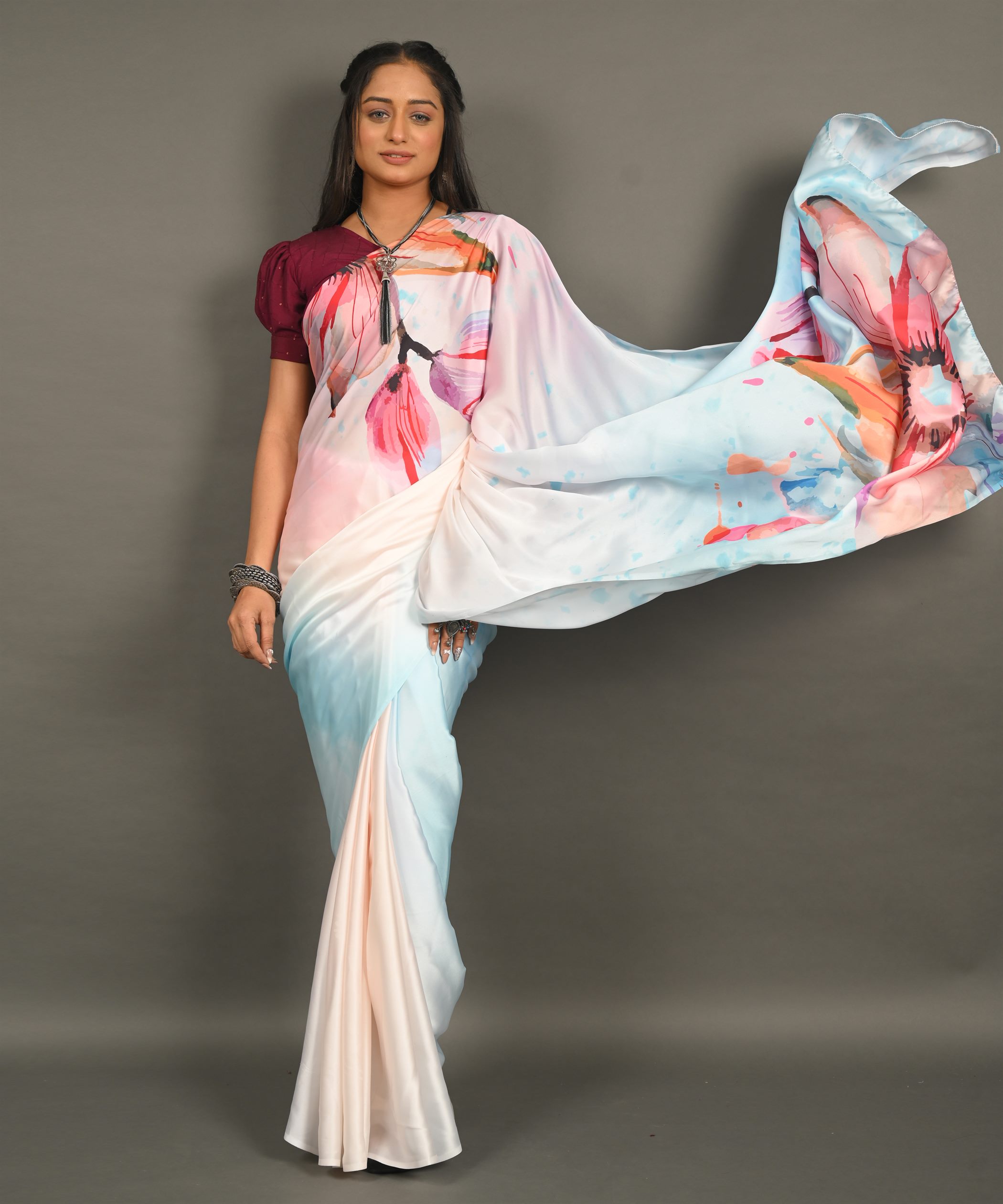 Pre-Draped Ready To Wear Designer Saree With Pocket