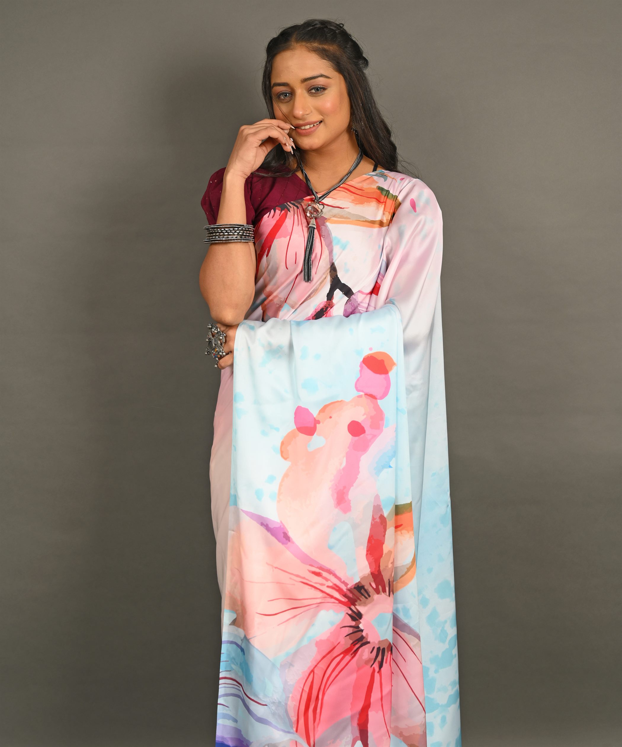 Pre-Draped Ready To Wear Designer Saree With Pocket